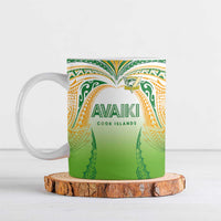 Custom Cook Islands Rugby League Ceramic Mug Avaiki Tatau Tribal Motifs White Color - Polynesian Pride