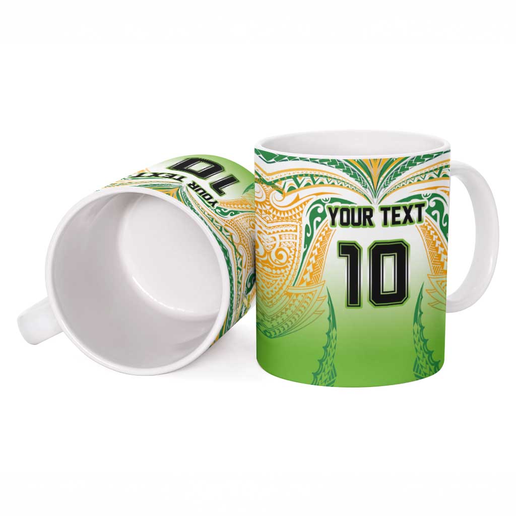 Custom Cook Islands Rugby League Ceramic Mug Avaiki Tatau Tribal Motifs White Color - Polynesian Pride