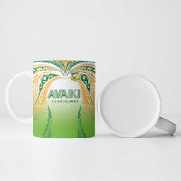 Custom Cook Islands Rugby League Ceramic Mug Avaiki Tatau Tribal Motifs White Color - Polynesian Pride