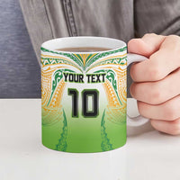 Custom Cook Islands Rugby League Ceramic Mug Avaiki Tatau Tribal Motifs White Color - Polynesian Pride