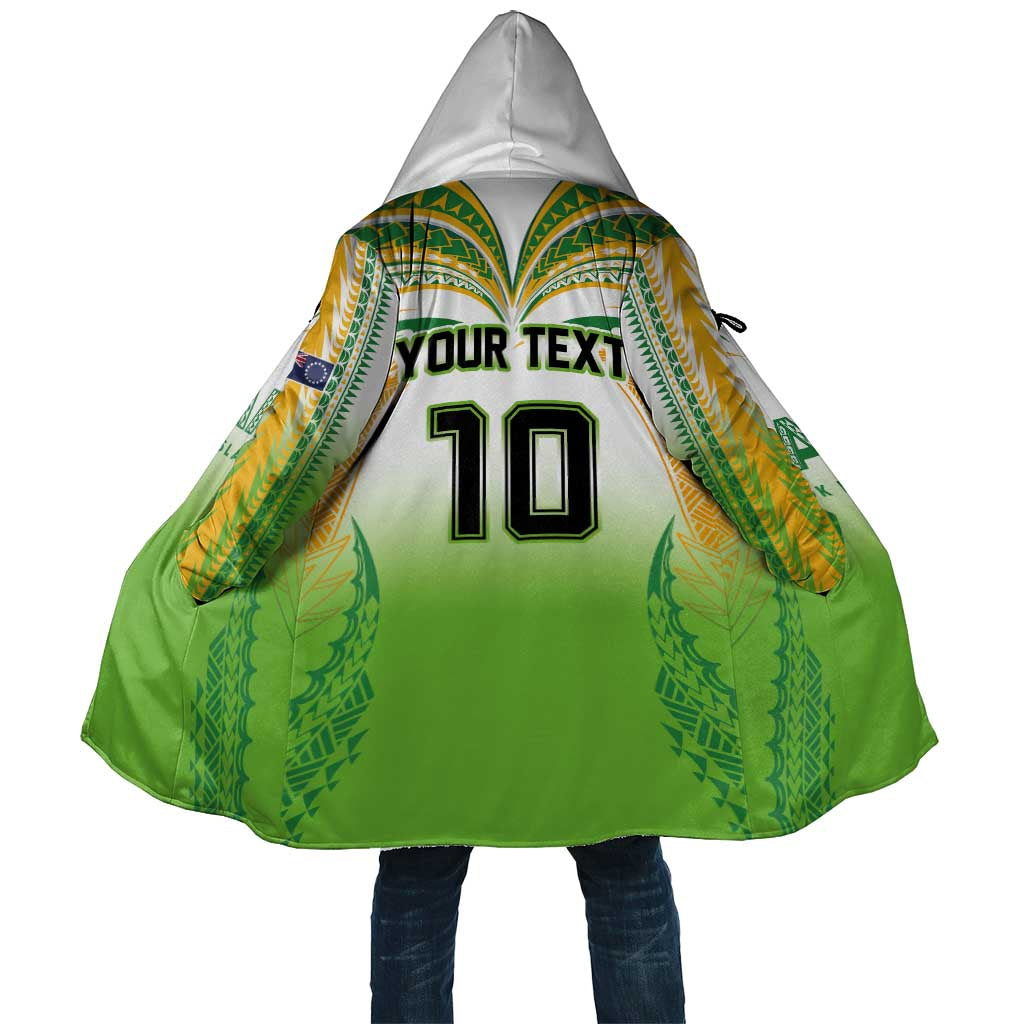 Custom Cook Islands Rugby League Cloak Avaiki Tatau Tribal Motifs White Color - Polynesian Pride