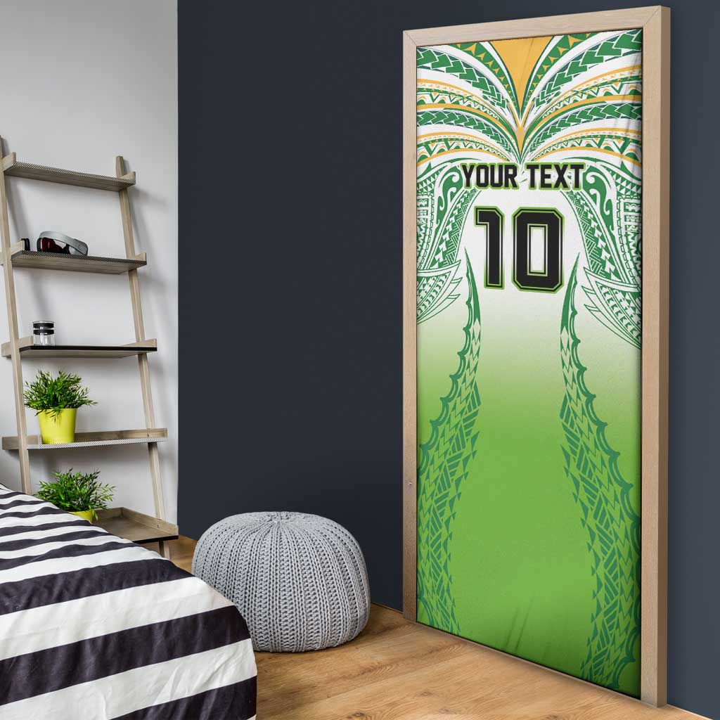 Custom Cook Islands Rugby League Door Cover Avaiki Tatau Tribal Motifs White Color - Polynesian Pride