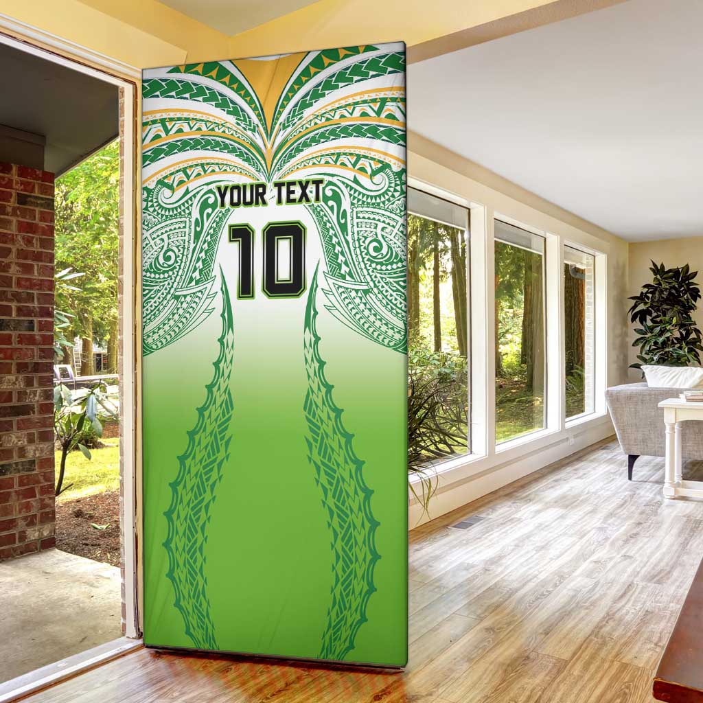 Custom Cook Islands Rugby League Door Cover Avaiki Tatau Tribal Motifs White Color - Polynesian Pride