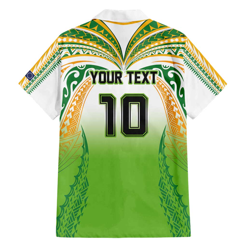 Custom Cook Islands Rugby League Family Matching Off Shoulder Short Dress and Hawaiian Shirt Avaiki Tatau Tribal Motifs White Color - Polynesian Pride