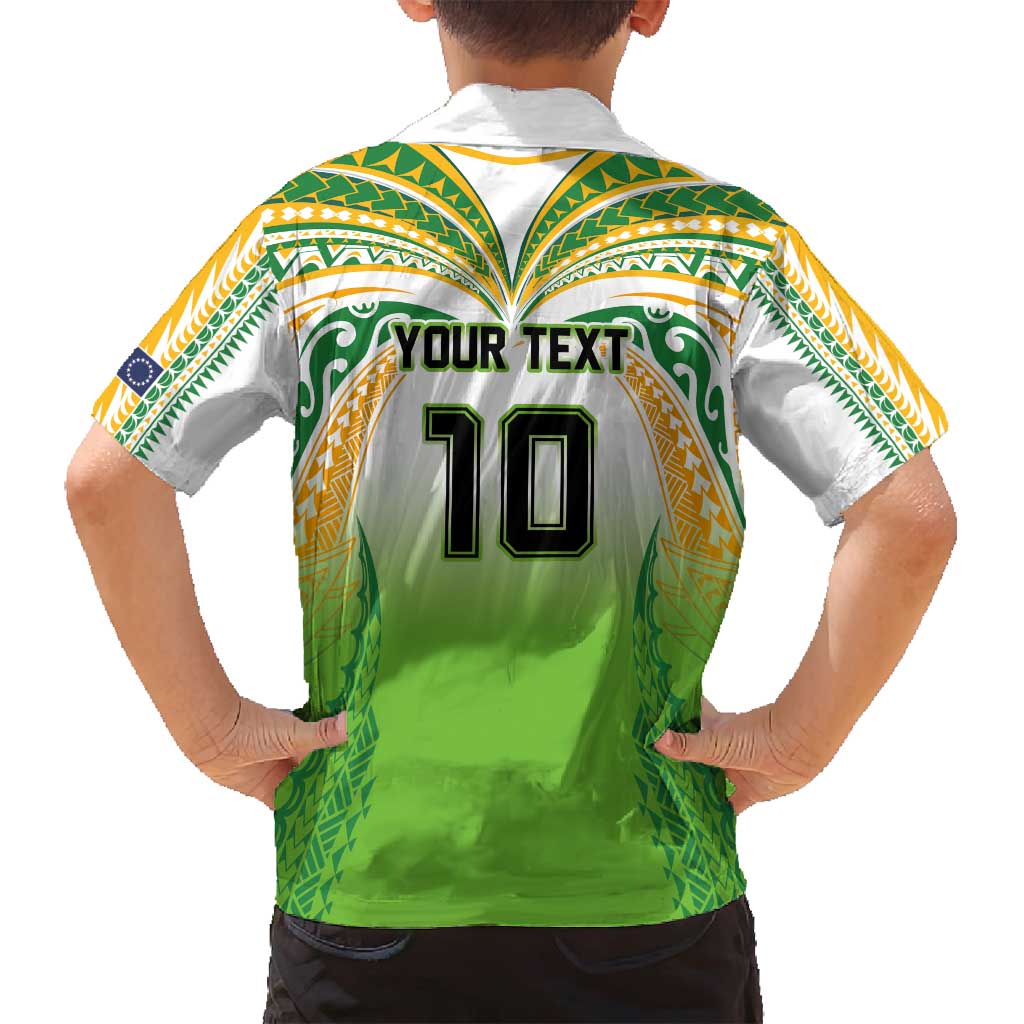 Custom Cook Islands Rugby League Family Matching Puletasi and Hawaiian Shirt Avaiki Tatau Tribal Motifs White Color - Polynesian Pride