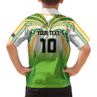 Custom Cook Islands Rugby League Family Matching Short Sleeve Bodycon Dress and Hawaiian Shirt Avaiki Tatau Tribal Motifs White Color - Polynesian Pride