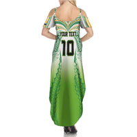 Custom Cook Islands Rugby League Family Matching Summer Maxi Dress and Hawaiian Shirt Avaiki Tatau Tribal Motifs White Color - Polynesian Pride