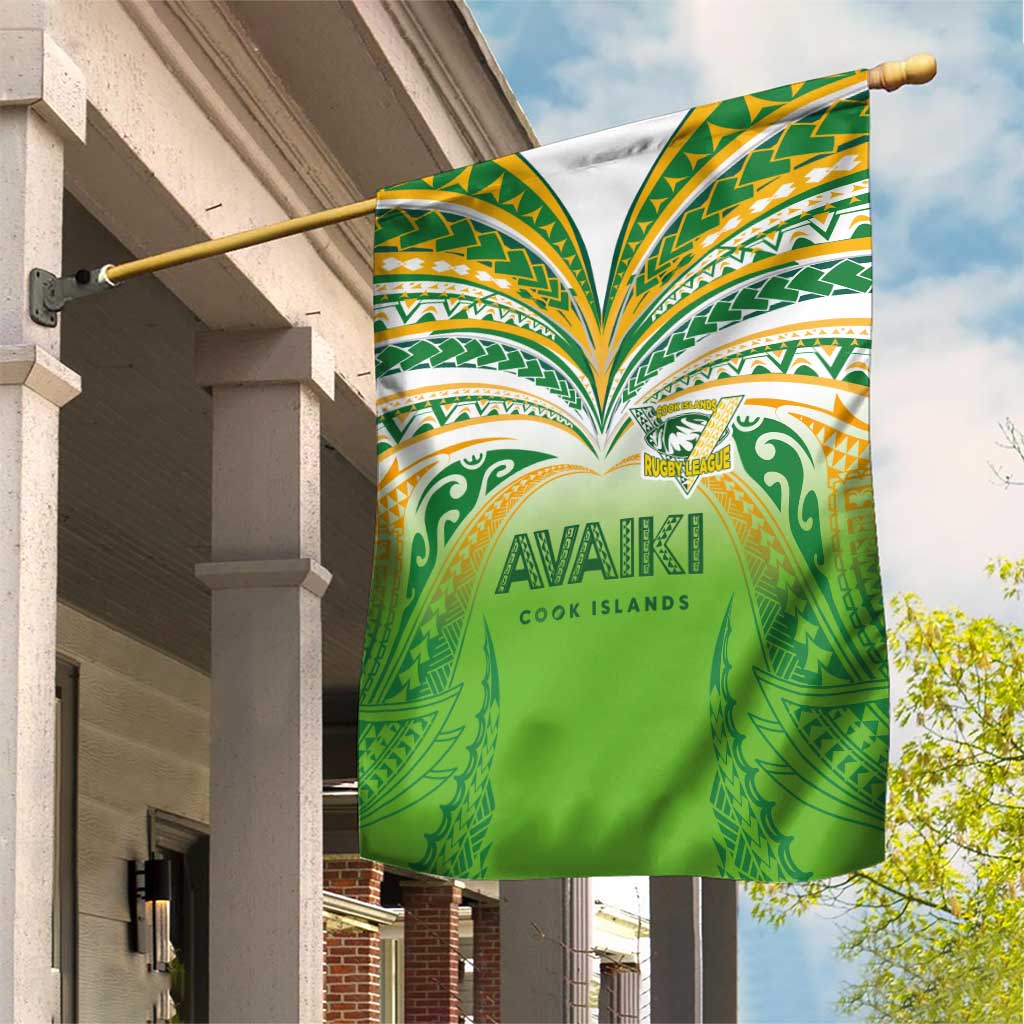 Cook Islands Rugby League Garden Flag Avaiki Tatau Tribal Motifs White Color - Polynesian Pride