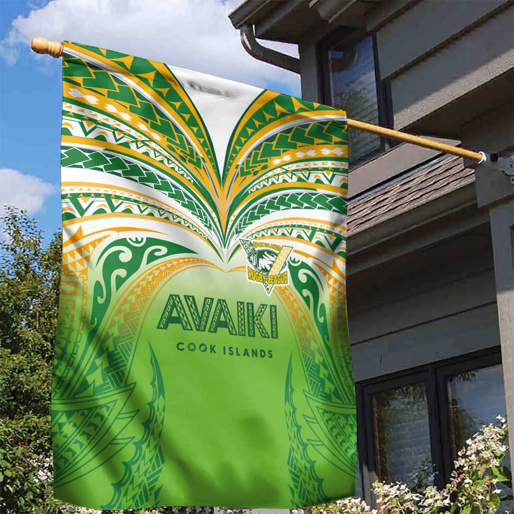 Cook Islands Rugby League Garden Flag Avaiki Tatau Tribal Motifs White Color - Polynesian Pride