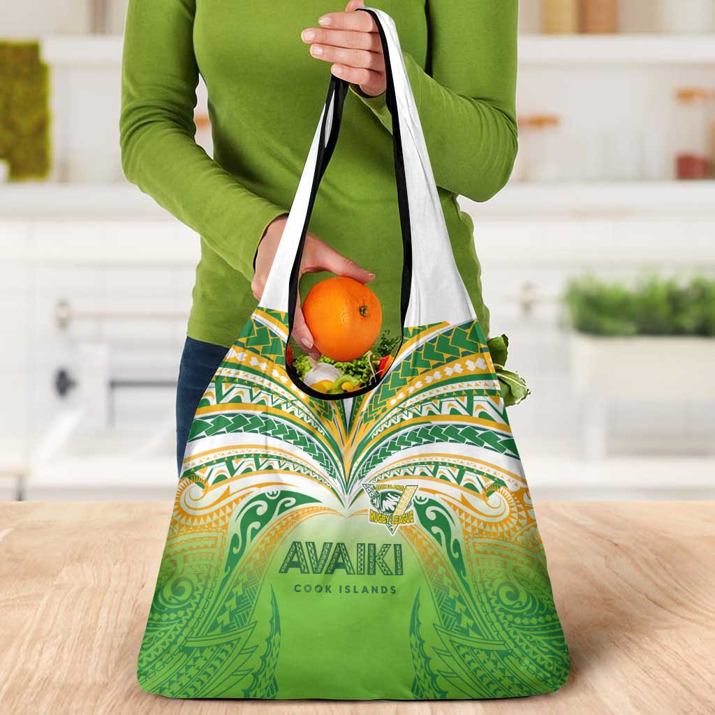 Cook Islands Rugby League Grocery Bag Avaiki Tatau Tribal Motifs White Color - Polynesian Pride