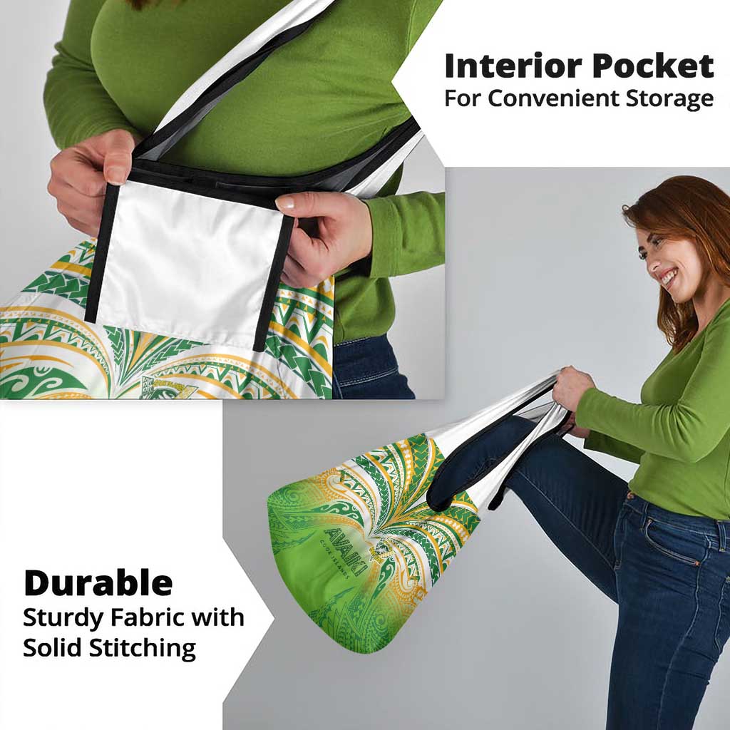 Cook Islands Rugby League Grocery Bag Avaiki Tatau Tribal Motifs White Color - Polynesian Pride