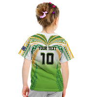 Custom Cook Islands Rugby League Kid T Shirt Avaiki Tatau Tribal Motifs White Color - Polynesian Pride