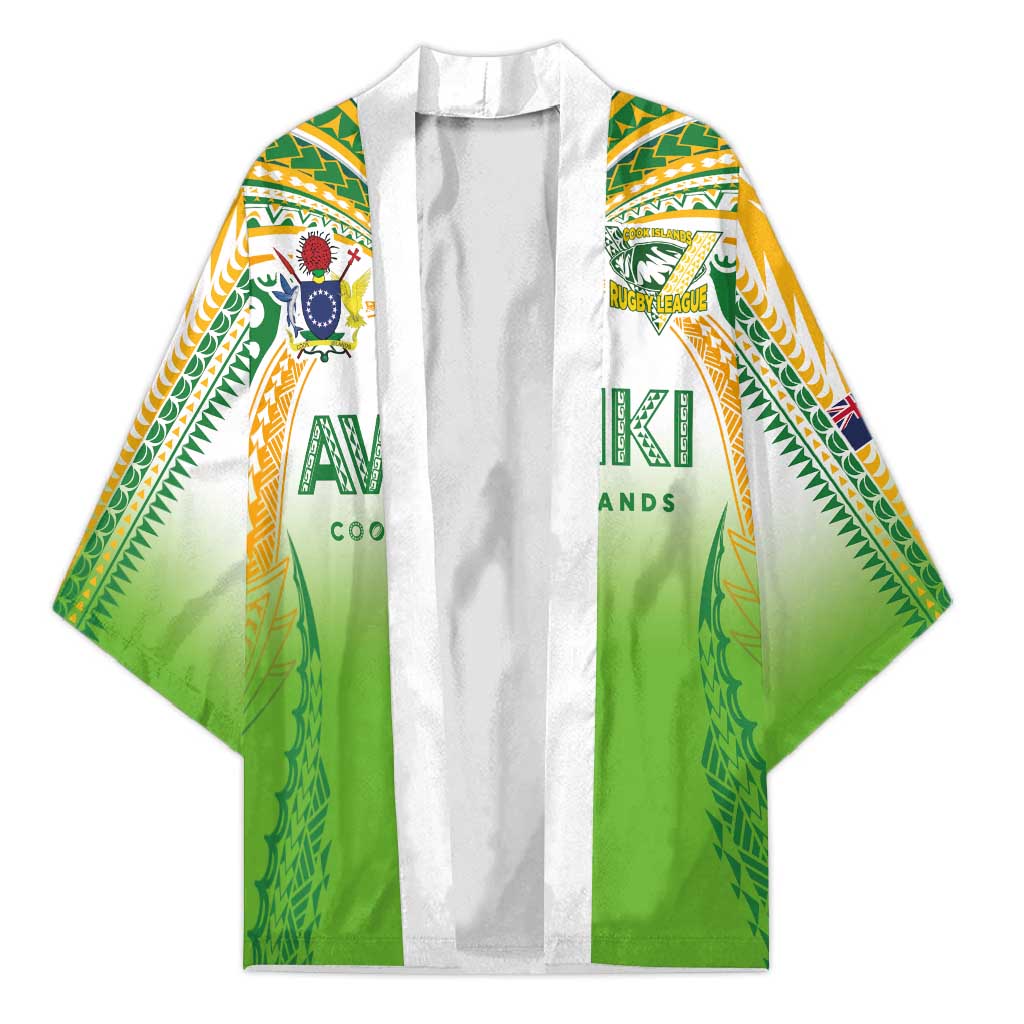 Custom Cook Islands Rugby League Kimono Avaiki Tatau Tribal Motifs White Color - Polynesian Pride
