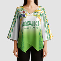 Custom Cook Islands Rugby League Kimono Sleeve Blouse Avaiki Tatau Tribal Motifs White Color - Polynesian Pride