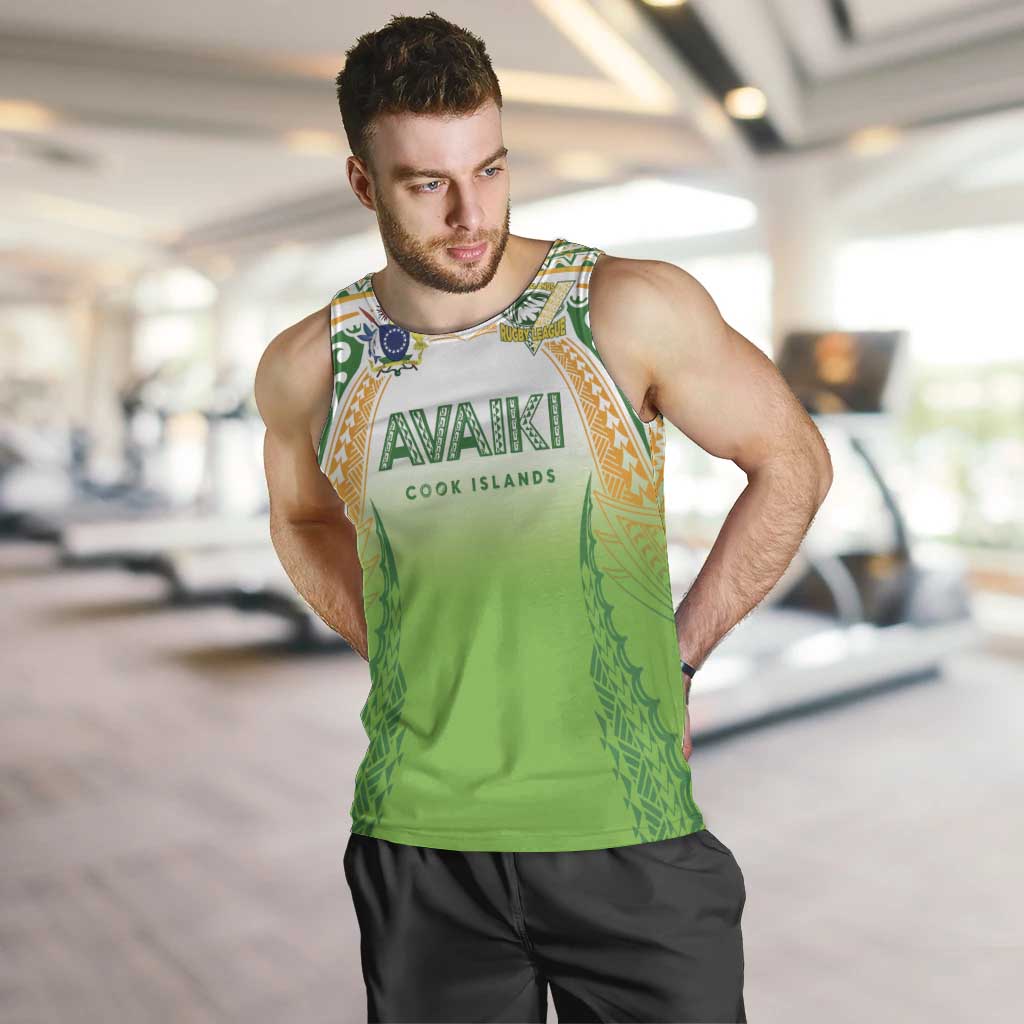 Custom Cook Islands Rugby League Men Tank Top Avaiki Tatau Tribal Motifs White Color - Polynesian Pride