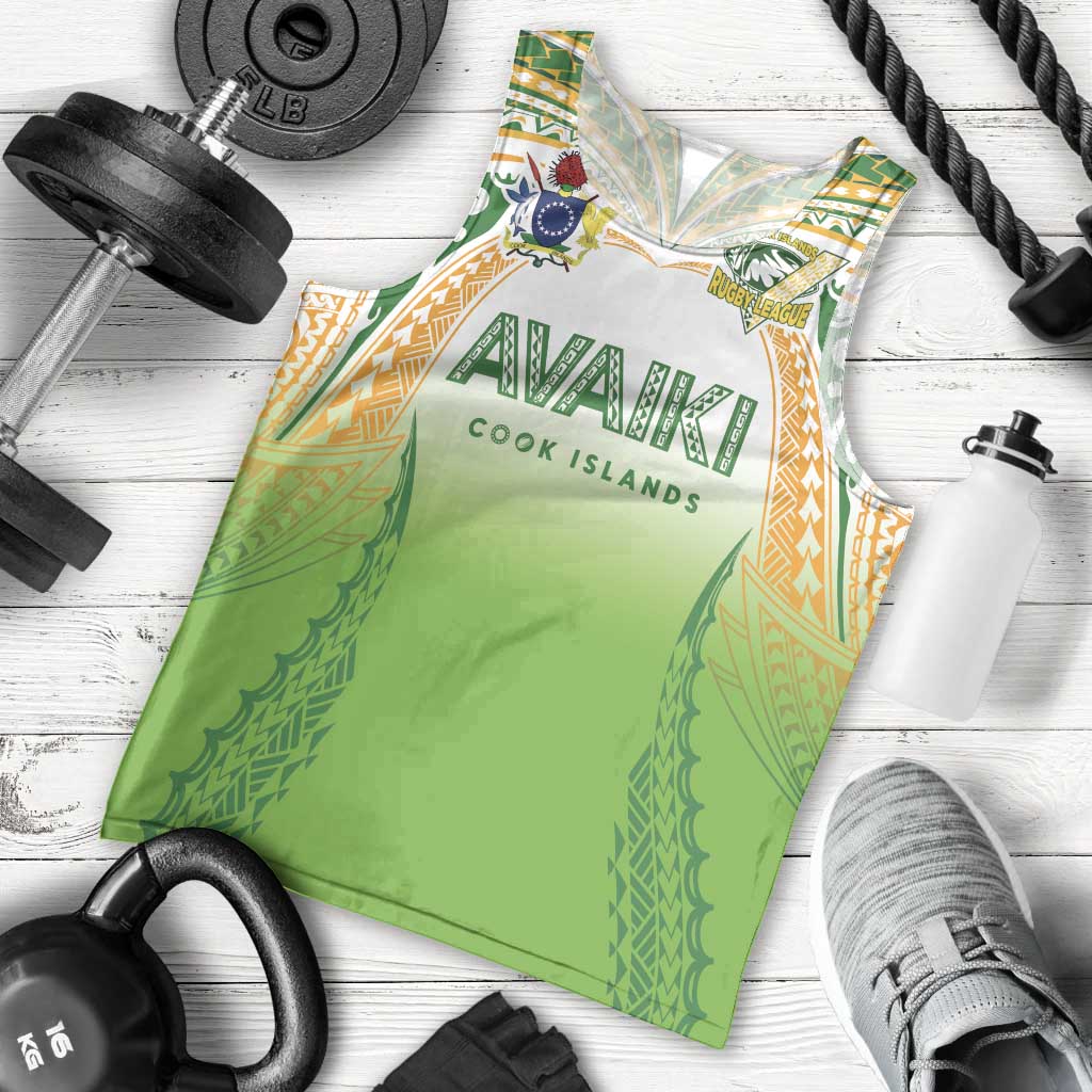 Custom Cook Islands Rugby League Men Tank Top Avaiki Tatau Tribal Motifs White Color - Polynesian Pride