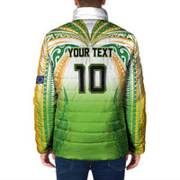 Custom Cook Islands Rugby League Padded Jacket Avaiki Tatau Tribal Motifs White Color - Polynesian Pride