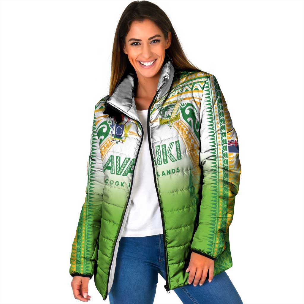 Custom Cook Islands Rugby League Padded Jacket Avaiki Tatau Tribal Motifs White Color - Polynesian Pride
