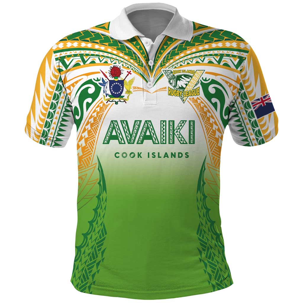 Custom Cook Islands Rugby League Polo Shirt Avaiki Tatau Tribal Motifs White Color - Polynesian Pride