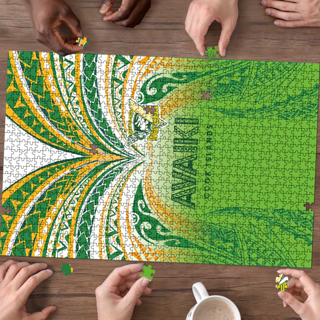 Cook Islands Rugby League Puzzle Avaiki Tatau Tribal Motifs White Color - Polynesian Pride