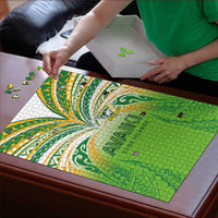 Cook Islands Rugby League Puzzle Avaiki Tatau Tribal Motifs White Color - Polynesian Pride