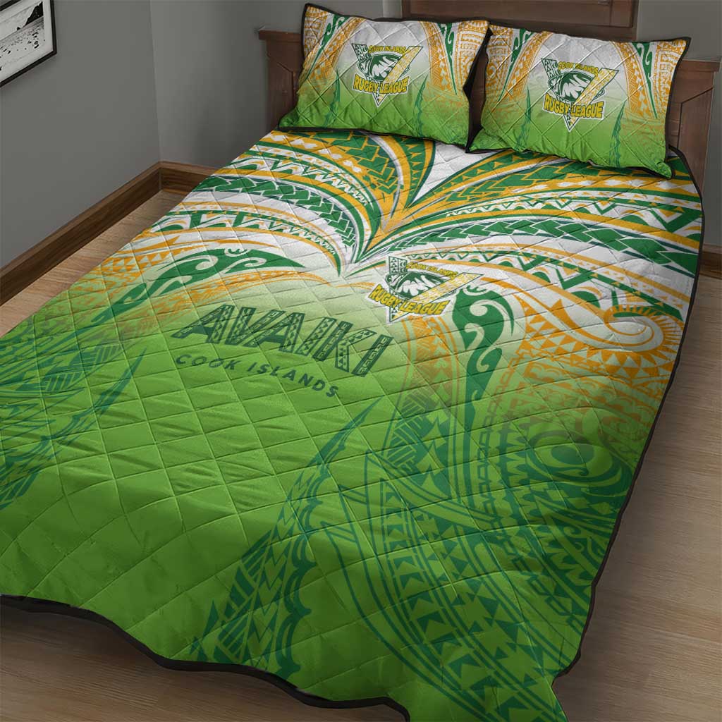 Cook Islands Rugby League Quilt Bed Set Avaiki Tatau Tribal Motifs White Color - Polynesian Pride