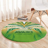 Cook Islands Rugby League Round Carpet Avaiki Tatau Tribal Motifs White Color - Polynesian Pride