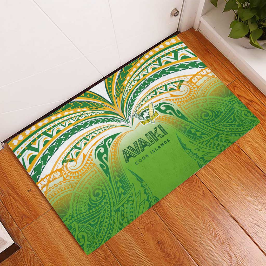 Cook Islands Rugby League Rubber Doormat Avaiki Tatau Tribal Motifs White Color - Polynesian Pride