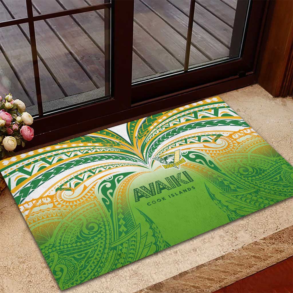 Cook Islands Rugby League Rubber Doormat Avaiki Tatau Tribal Motifs White Color - Polynesian Pride