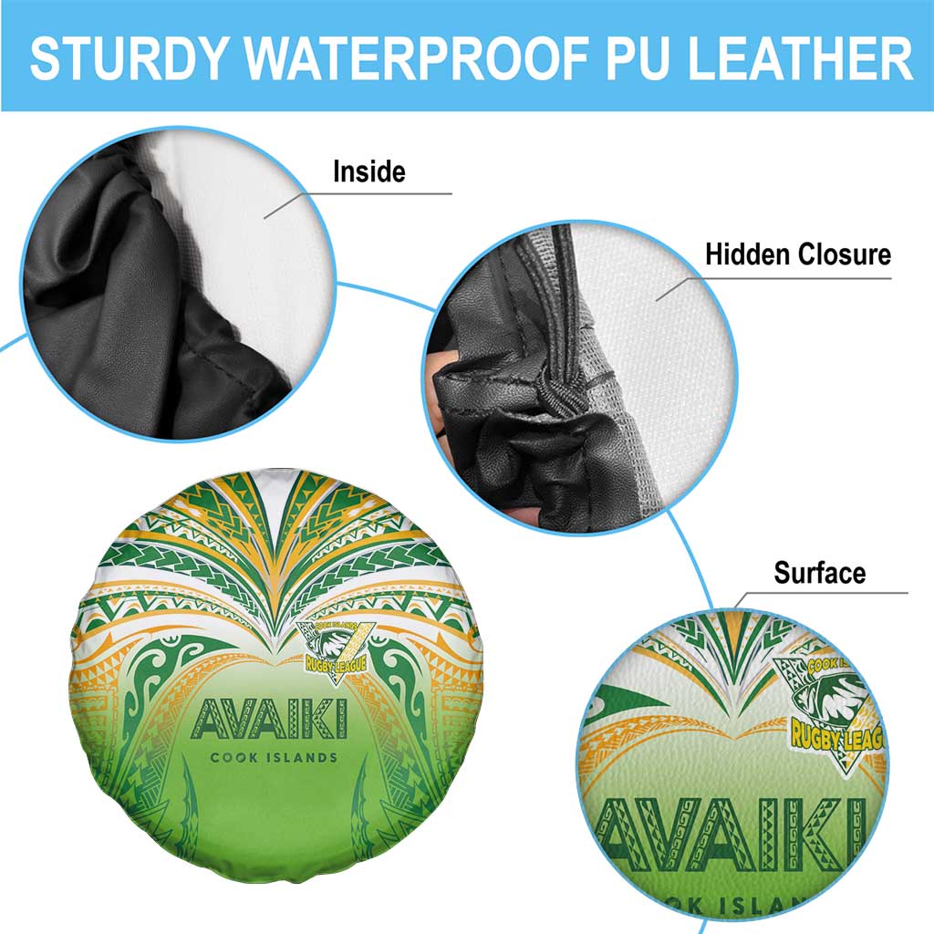 Cook Islands Rugby League Spare Tire Cover Avaiki Tatau Tribal Motifs White Color - Polynesian Pride