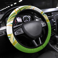 Cook Islands Rugby League Steering Wheel Cover Avaiki Tatau Tribal Motifs White Color - Polynesian Pride