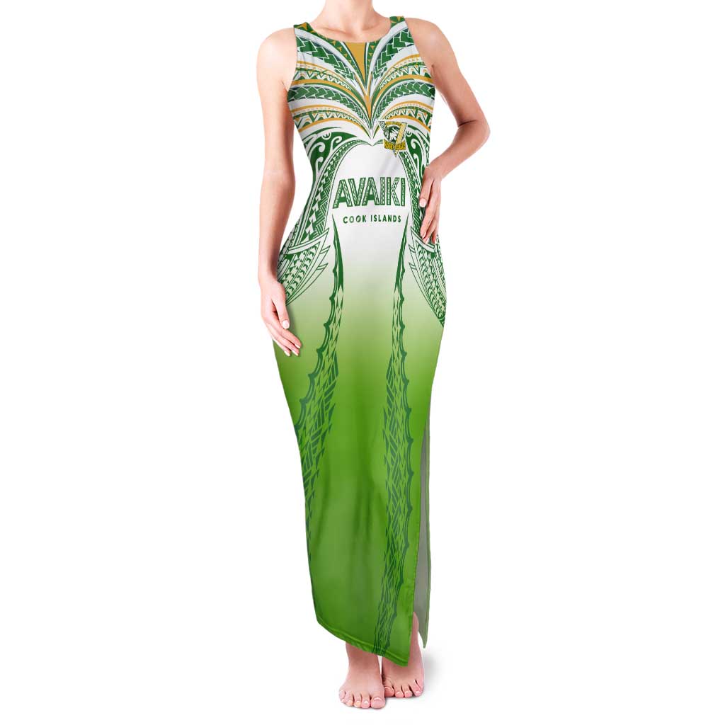 Custom Cook Islands Rugby League Tank Maxi Dress Avaiki Tatau Tribal Motifs White Color - Polynesian Pride
