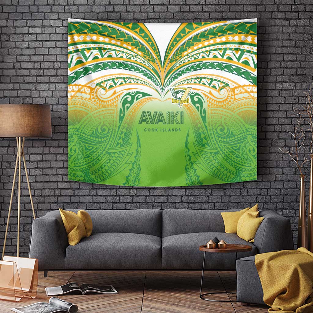 Cook Islands Rugby League Tapestry Avaiki Tatau Tribal Motifs White Color - Polynesian Pride