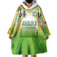 Custom Cook Islands Rugby League Wearable Blanket Hoodie Avaiki Tatau Tribal Motifs White Color - Polynesian Pride