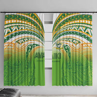 Cook Islands Rugby League Window Curtain Avaiki Tatau Tribal Motifs White Color - Polynesian Pride