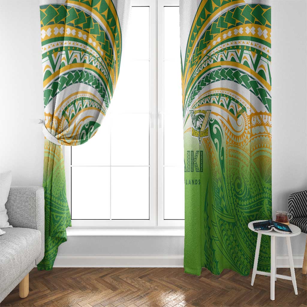 Cook Islands Rugby League Window Curtain Avaiki Tatau Tribal Motifs White Color - Polynesian Pride
