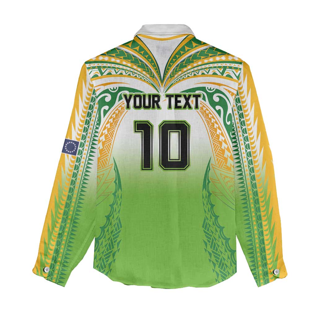 Custom Cook Islands Rugby League Women Casual Shirt Avaiki Tatau Tribal Motifs White Color - Polynesian Pride