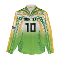 Custom Cook Islands Rugby League Women Casual Shirt Avaiki Tatau Tribal Motifs White Color - Polynesian Pride