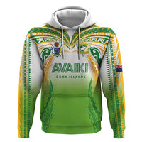 Custom Cook Islands Rugby League Zip Hoodie Avaiki Tatau Tribal Motifs White Color - Polynesian Pride