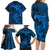 Polynesian Dolphin Valentine Day Family Matching Long Sleeve Bodycon Dress and Hawaiian Shirt Hibiscus and Tribal Tattoo Blue Style LT03 - Polynesian Pride