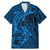 Polynesian Dolphin Valentine Day Family Matching Mermaid Dress and Hawaiian Shirt Hibiscus and Tribal Tattoo Blue Style LT03 Dad's Shirt - Short Sleeve Blue - Polynesian Pride