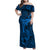 Polynesian Dolphin Valentine Day Family Matching Off Shoulder Maxi Dress and Hawaiian Shirt Hibiscus and Tribal Tattoo Blue Style LT03 Mom's Dress Blue - Polynesian Pride