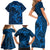 Polynesian Dolphin Valentine Day Family Matching Short Sleeve Bodycon Dress and Hawaiian Shirt Hibiscus and Tribal Tattoo Blue Style LT03 - Polynesian Pride