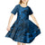 Polynesian Dolphin Valentine Day Kid Short Sleeve Dress Hibiscus and Tribal Tattoo Blue Style LT03 - Polynesian Pride