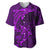 Polynesian Dolphin Valentine Day Baseball Jersey Hibiscus and Tribal Tattoo Purple Style LT03 Purple - Polynesian Pride