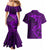 Polynesian Dolphin Valentine Day Couples Matching Mermaid Dress and Hawaiian Shirt Hibiscus and Tribal Tattoo Purple Style LT03 - Polynesian Pride