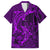 Polynesian Dolphin Valentine Day Family Matching Off Shoulder Long Sleeve Dress and Hawaiian Shirt Hibiscus and Tribal Tattoo Purple Style LT03 Dad's Shirt - Short Sleeve Purple - Polynesian Pride