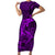 Polynesian Dolphin Valentine Day Family Matching Short Sleeve Bodycon Dress and Hawaiian Shirt Hibiscus and Tribal Tattoo Purple Style LT03 Mom's Dress Purple - Polynesian Pride