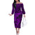 Polynesian Dolphin Valentine Day Off The Shoulder Long Sleeve Dress Hibiscus and Tribal Tattoo Purple Style LT03 Women Purple - Polynesian Pride