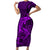 Polynesian Dolphin Valentine Day Short Sleeve Bodycon Dress Hibiscus and Tribal Tattoo Purple Style LT03 Long Dress Purple - Polynesian Pride